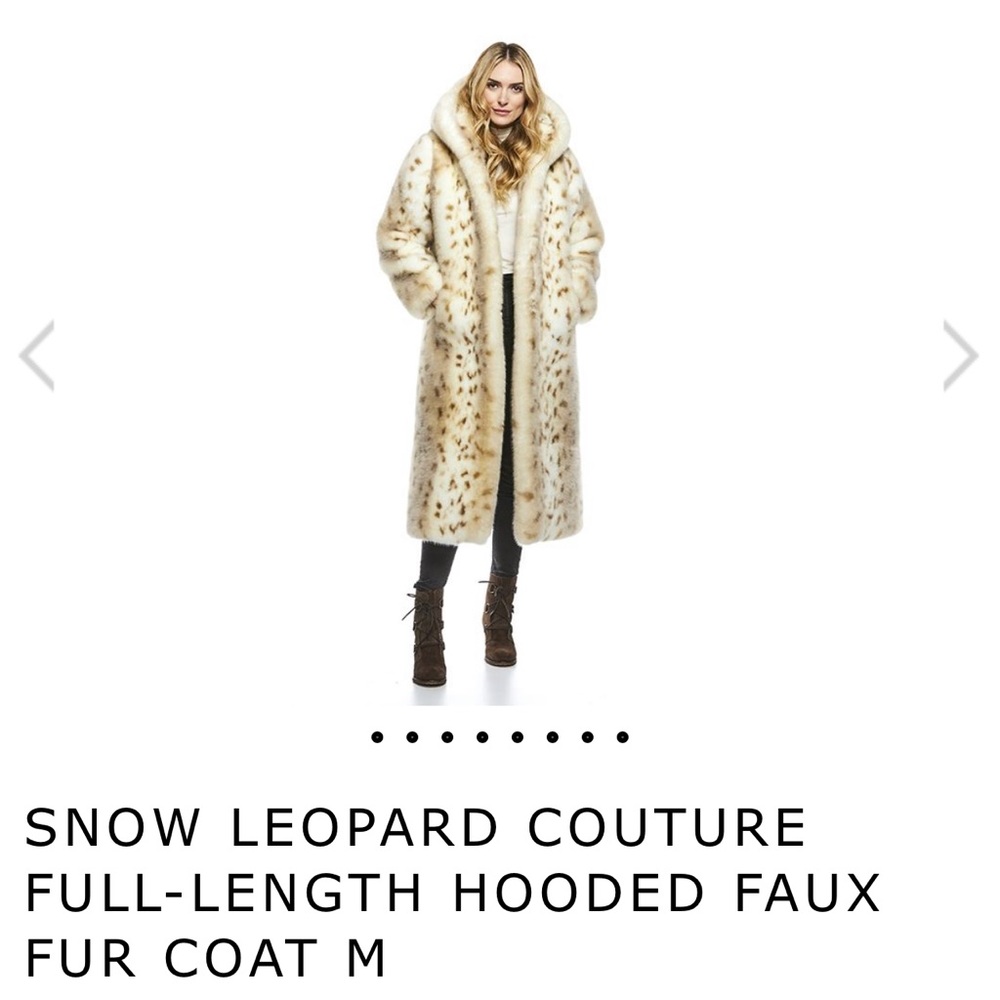 Snow Leopard Couture Full Length Hooded Fur Coat